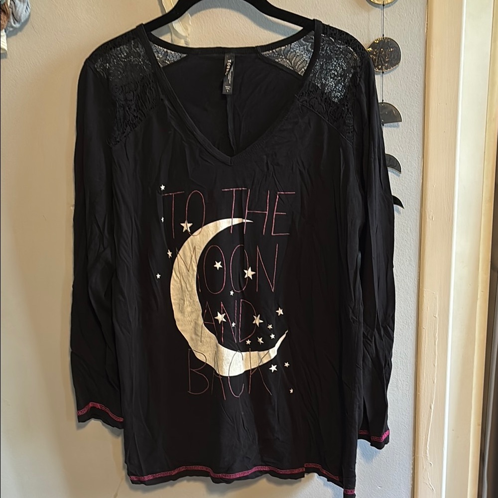 Torrid Black Sleep Top with Lace Accents